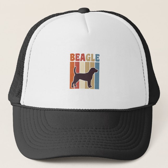 Boné Desenho Vetorial de Listra Retro de Cachorro Beagl (Frente)