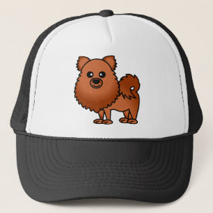 Boné Desenhos animados bonitos de Pomeranian - vermelho