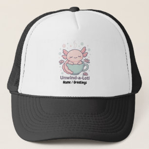 Boné Desenrole-Um-Monte Cute Axolotl em Xícara Kawaii R