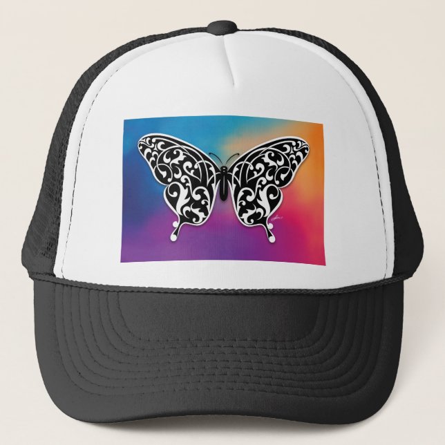 Boné Design de borboleta com cores sunset (Frente)
