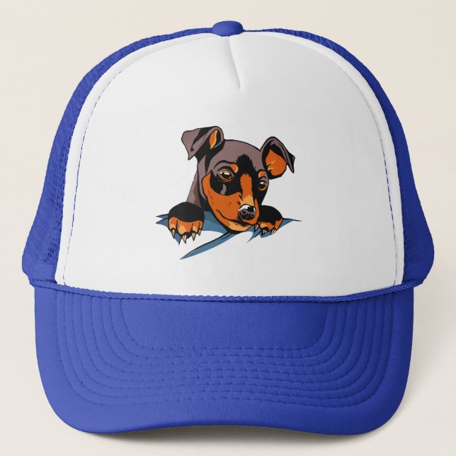 Boné Design de cachorrinho preto fofo da raça Dachshund (Frente)