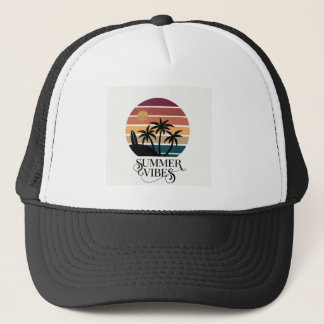 Boné Design de Camiseta Verão Vibrações Palmeira Pôr do