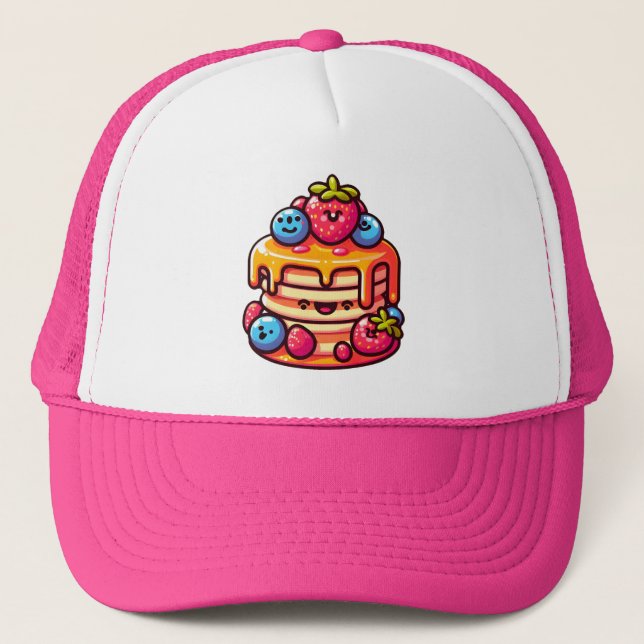 Boné Design de Comida de café da manhã de Kawaii Pancak (Frente)
