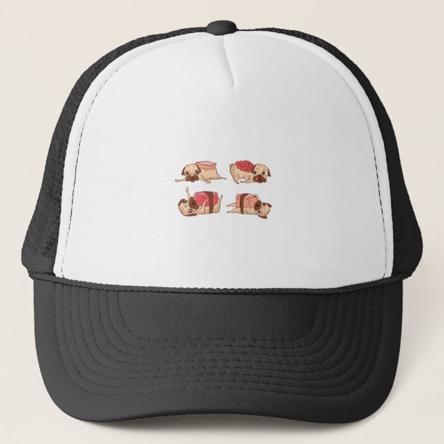 Boné Design de Comida de Pugs Engraçados (Frente)