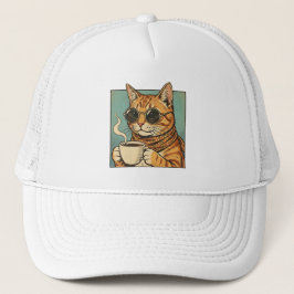 Boné Design de estilo retrô de café para gatos para ama