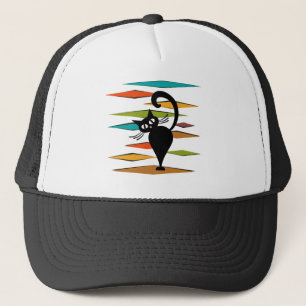Boné design de gato preto meio século