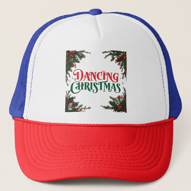 Boné Design de Natal Festivo - Saúde de Natal Dançante (Frente)