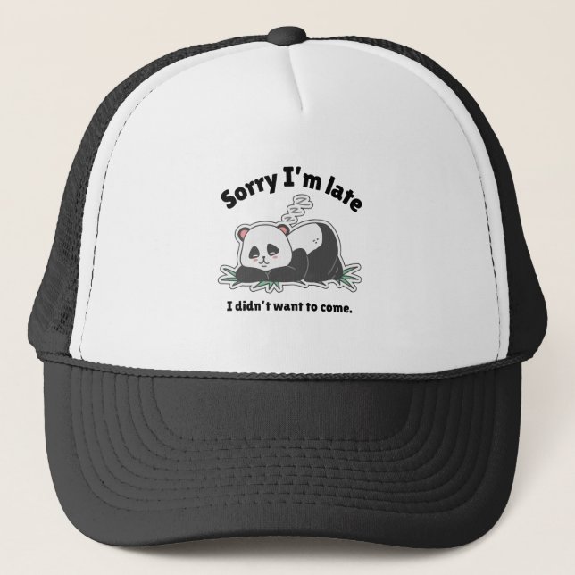 Boné Design de Panda Preguiçoso Divertido (Frente)