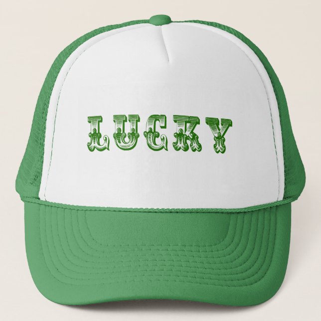 Boné Design de texto RetroRico 3 Lucky-Green (Frente)