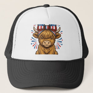 Boné Design de Vetor de Vaca das Terras Altas Patriótic