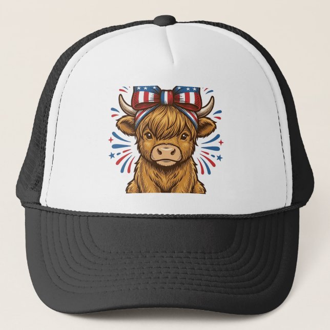 Boné Design de Vetor de Vaca das Terras Altas Patriótic (Frente)