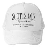 Boné Despedida de Solteira Personalizada em Scottsdale<br><div class="desc">Prepare-se para chamar a atenção no centro de Scottsdale com nosso Boné de Caminhoneiro de Despedida de Solteira "Scottsdale Before the Veil" Personalizado, o acessório definitivo para sua aventura de despedida de solteira de luxo. Se você está saindo à noite ou explorando o deserto durante o dia, este boné é...</div>