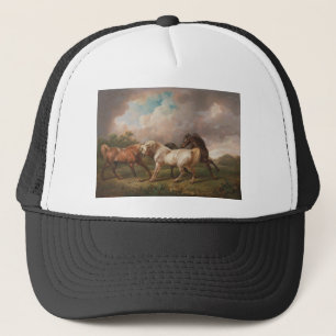 Boné Destino dos cavalos do óleo da pintura da arte de