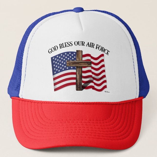 Boné DEUS ABENÇOE NOSSAS FORÇAS AÉREAS com cruz robusta (Frente)