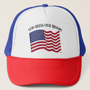 Boné Deus Abençoe Nossas Tropas com a bandeira dos EUA