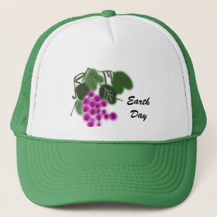 Boné Dia da Terra. Uvas roxas e folhas verdes