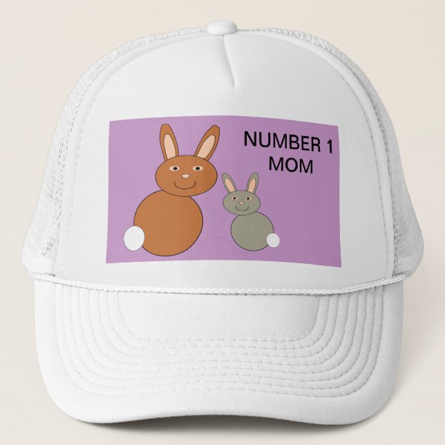 Boné Dia de as mães Bunnies Personalizado Número 1 Mãe  (Frente)