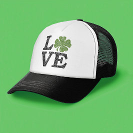 Boné Dia de São Patrício AMOR com shamrock