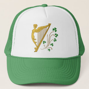 Boné Dia de São Patrício Dourado Harp e Shamrocks