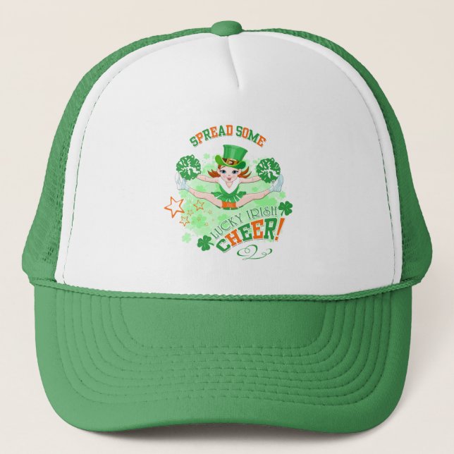 Boné Dia de São Patrício, Leprechaun, Cheerleader (Frente)