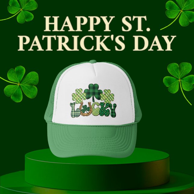 Boné Dia de São Patrício Verde Sortudo (Green Lucky St Patricks Day Trucker Hat)