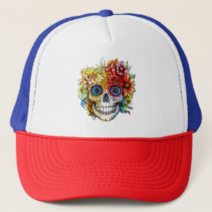 Boné Dia dos Mortos da Catrina Calavera com Flores