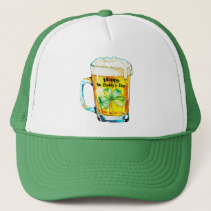 Boné Dia Feliz de São Patrício Caneca de Cerveja Trevo
