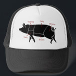 Boné Diagrama de Gráfico do Botão de Porco Engraçado<br><div class="desc">Um diagrama simples de um porco mostrando os diferentes cortes de carne de porco, com uma compulsão engraçada de carne de porco, comendo carne, lambendo os dedos, rótulos de água na boca! Isto faz o presente perfeito para o pequeno porco na sua família, ou o mestre do churrasco, açougueiro, fazendeiro...</div>