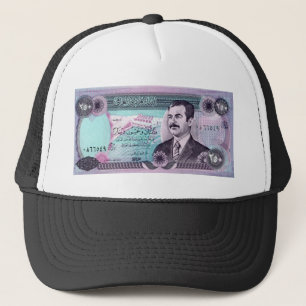Boné Dinar iraquiano com Saddam Hussein