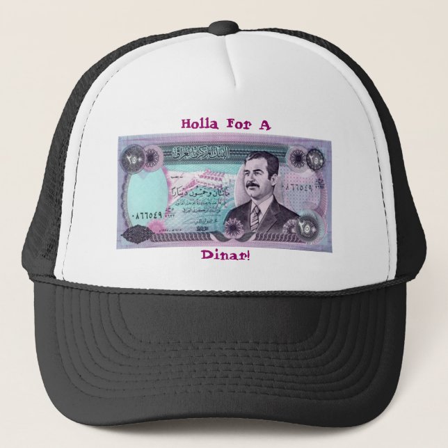 Boné Dinar iraquiano com Saddam Hussein (Frente)