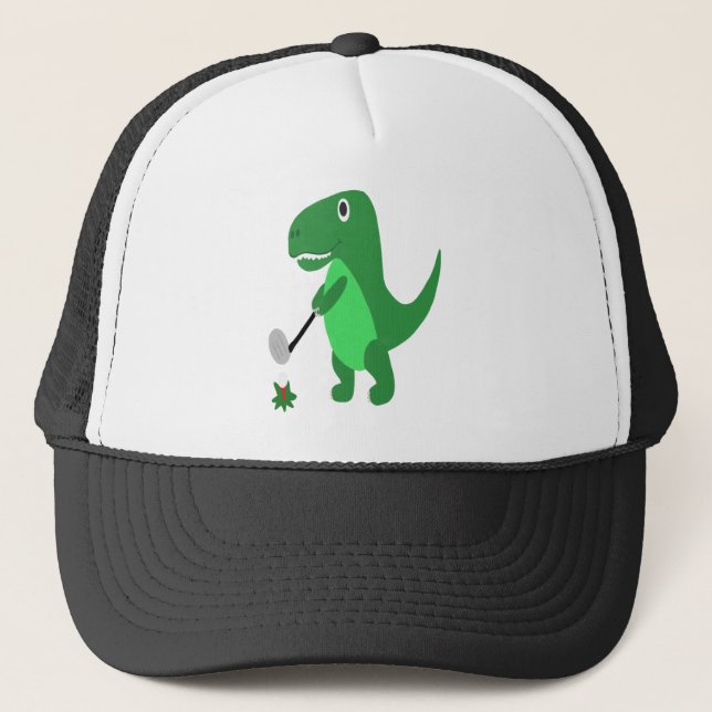 Boné Dinossauro engraçado de T-rex que joga o golfe (Frente)