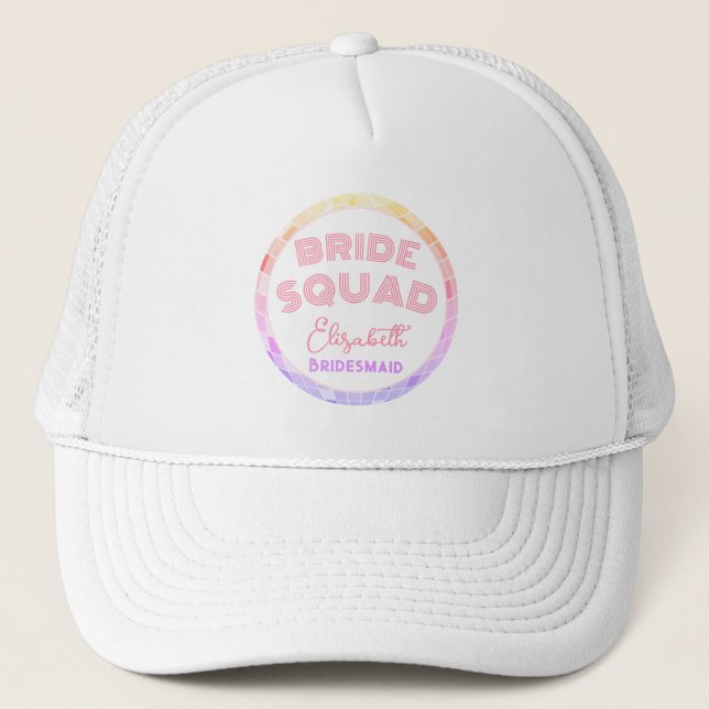 Boné Disco Fever Bachelorette Bride Squad Bridesmaid (Frente)