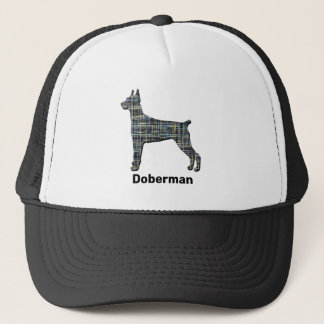 Boné Doberman Pinscher Cute Dog Silhouket Grid Personal