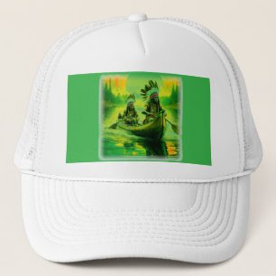 Boné Dois índios Estão Removendo No Lago