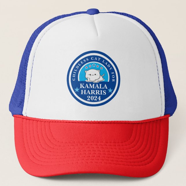 Boné Dona de Gato sem Filhos para Kamala Harris (Frente)