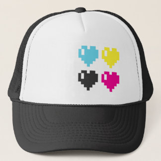 Boné dos corações do pixel de CMYK