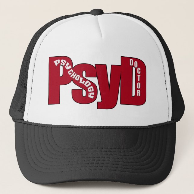 Boné DOUTOR VERMELHO PsyD DE PSICOLOGIA NEGRITO (Frente)