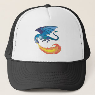 Boné dragão azul soprando fogo