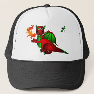 Boné Dragão e libélula vermelhos