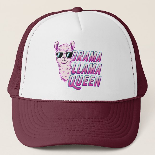 Boné Drama Llama Rainha Cute Llama com mulheres de ócul (Frente)