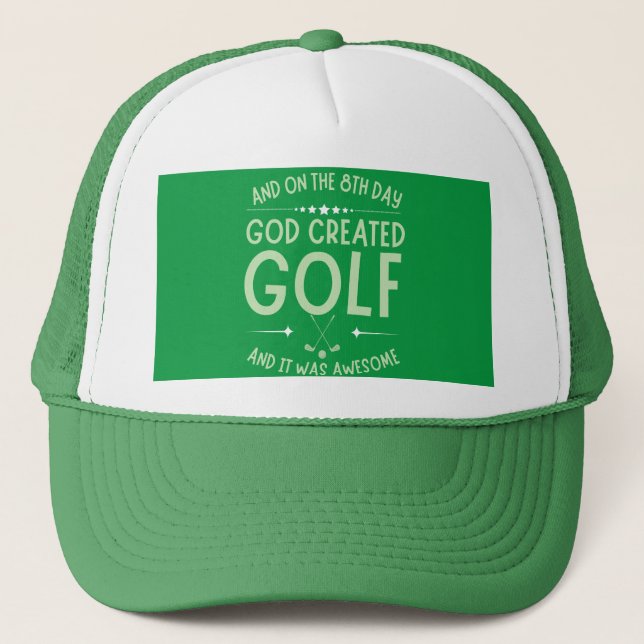 Boné E No 8º Dia Deus Criou Golfe Engraçado Bíblia Vers (Frente)