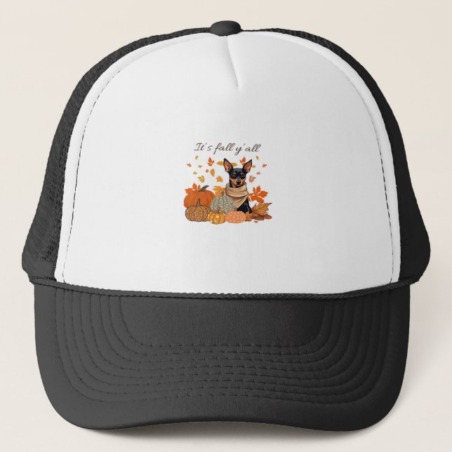 Boné É Queda Y'all - Miniatura Pinscher com Bombeiros (Frente)