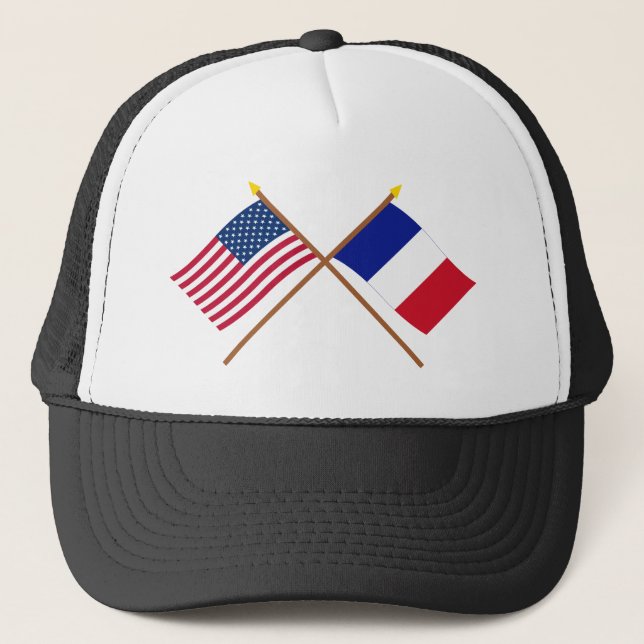 Boné E.U. e bandeiras cruzadas France (Frente)