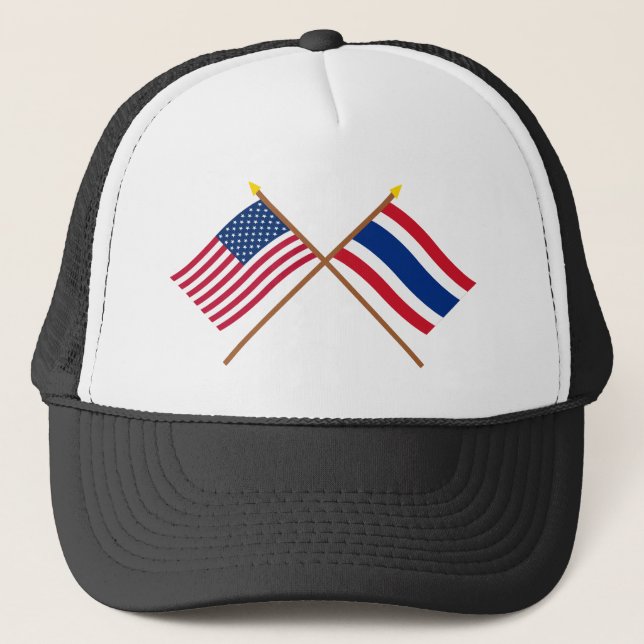 Boné E.U. e bandeiras cruzadas Tailândia (Frente)