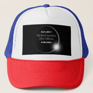 Boné Eclipse Solar de 2024 e 2017 com Datas Duplas
