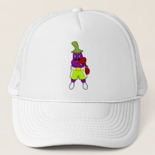 Boné Eggplant in Boxing com luvas in a box