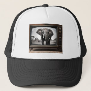 Boné Elefante Africano Na Televisão Analógica,