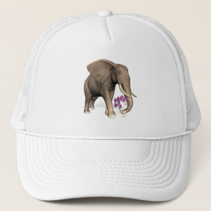 Boné Elefante Com Orquídea Rosa