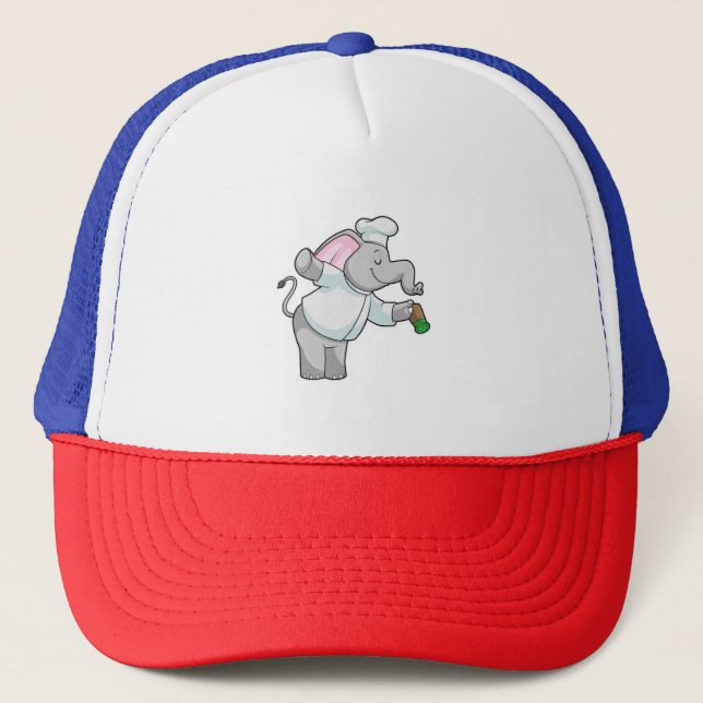 Boné Elefante como cozinheiro com agitador de sal (Frente)