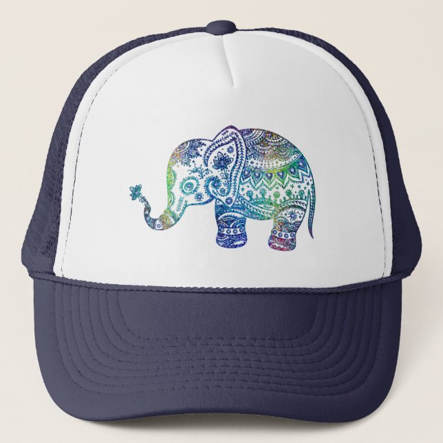 Boné Elefante floral azul-esverdeado (Frente)